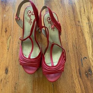 Red Seychelles platform heel sandals